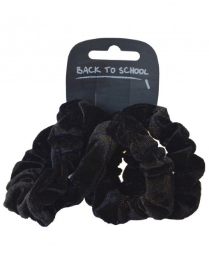 Velvet Scrunchie 4pk - Black